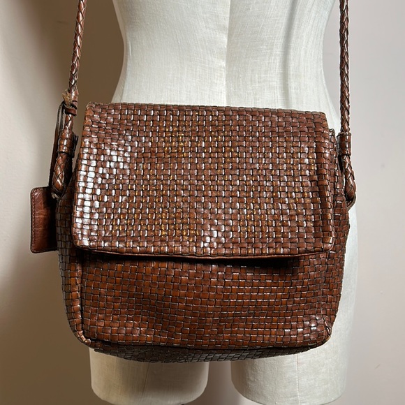Nine West Bags Vintage Nine West Brown Woven Leather Crossbody